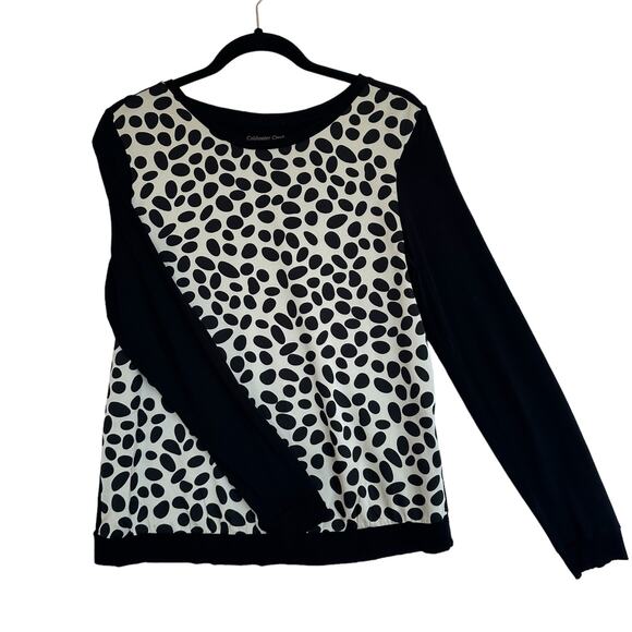 Coldwater Creek Polka Dot Knit Top Womens XS Silky Pullover Business Casual - Picture 1 of 10